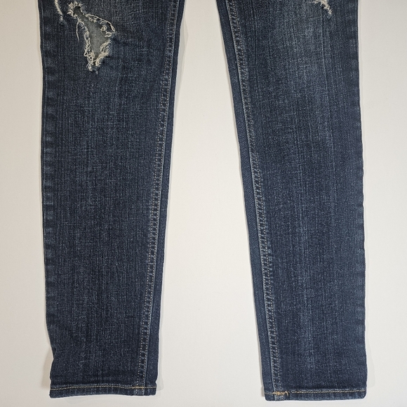 Hollister Jeans Womens 7R 28x31 Distressed Dark Wash Low Rise Skinny Y2K Style - Picture 7 of 12